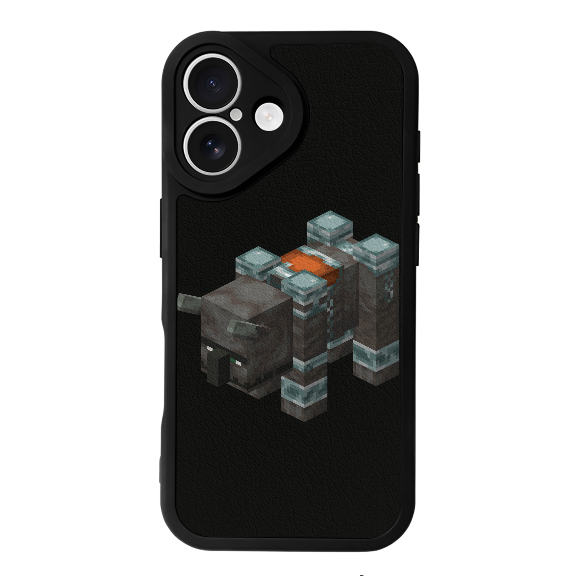 （画像用） マインクラフト ブロックの世界 Minecraft MC Block world 【iPhone 16シリーズ対応】シリコンスマホケース（レザー調） 材質：シリコン